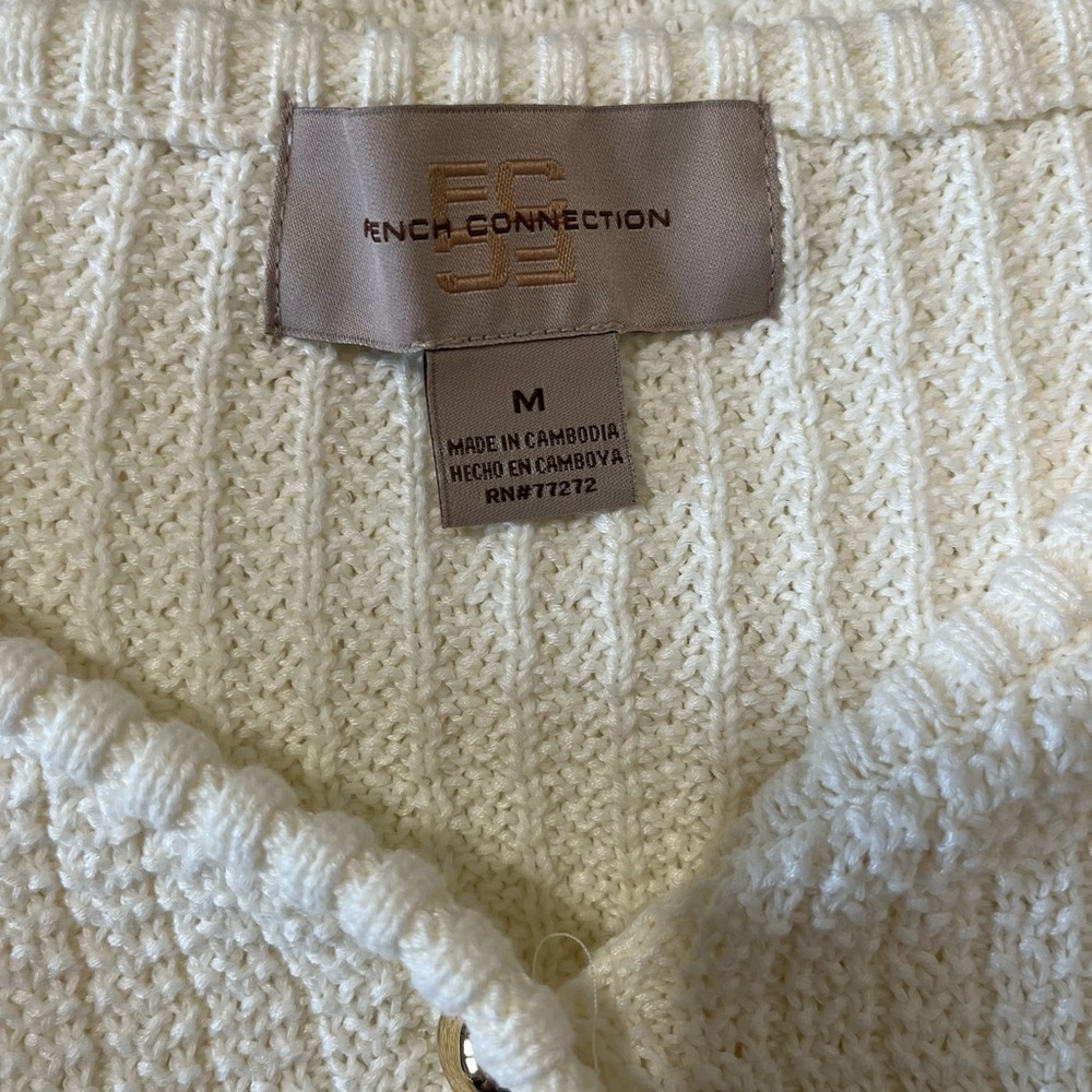 French Connection Cream Knit Cardigan Top Gold Buttons Medium NWT - Picture 9 of 9